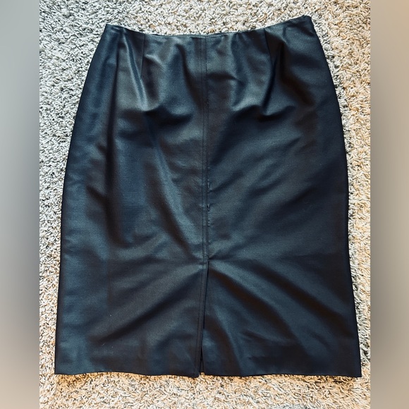Badgley Mischka Vintage Black Wool/Silk + Silk-Lined Pencil Skirt Size 6 - Picture 2 of 10